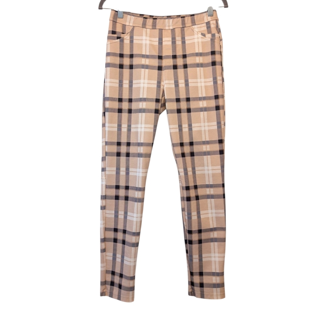 Sanctuary Plaid Stretch Pull-on Ankle Pants | Women’s S | Fall Neutral Plaid